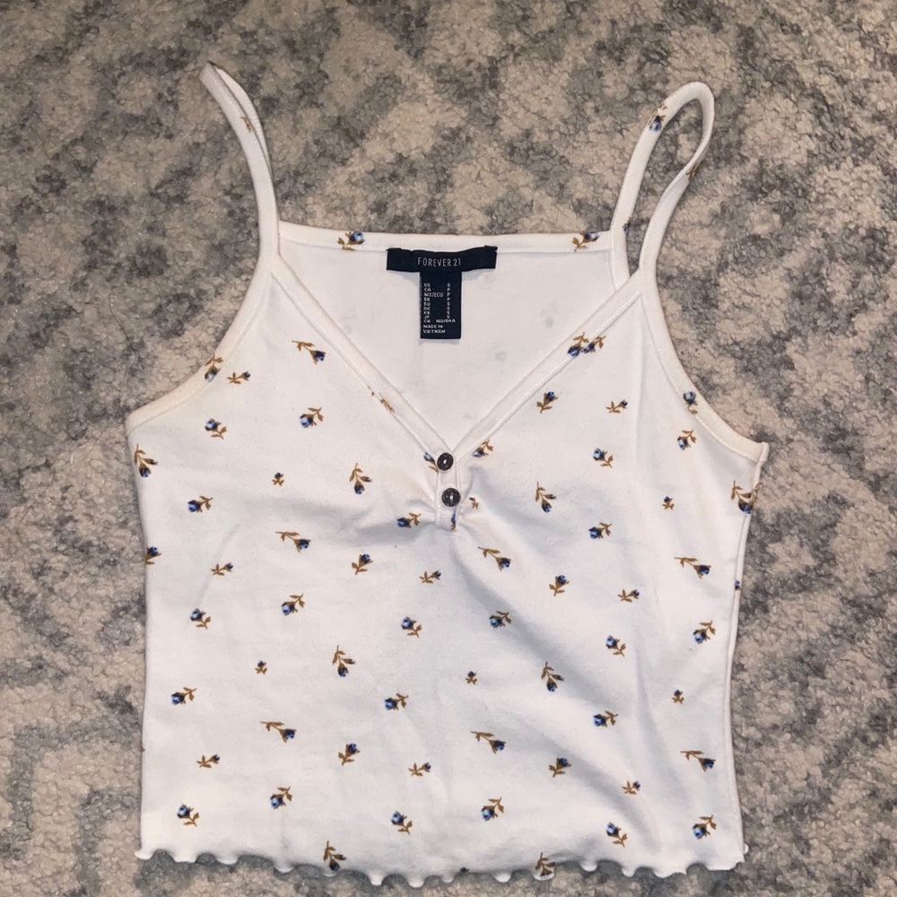 Forever 21 Flower Cropped Tank Top